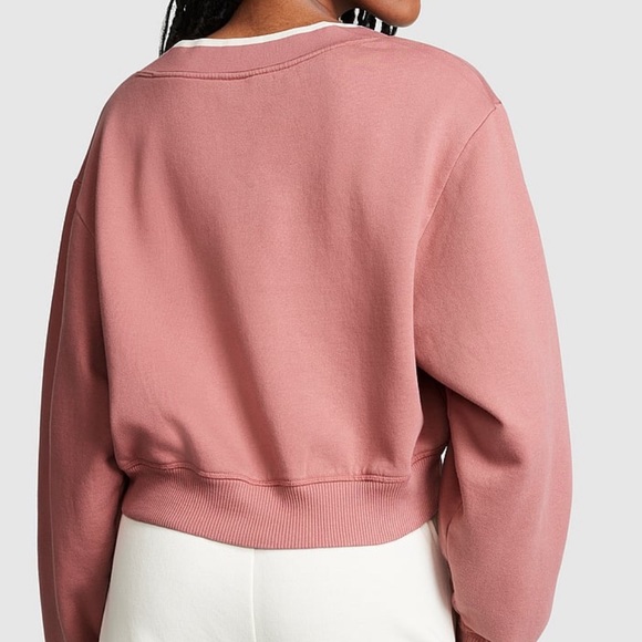 Victoria’s Secret Pink Fleece V Neck Pullover-Soft Begonia-Sz. M NWT💗 - Picture 2 of 5